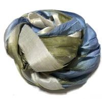 Image 4 of Ready To Ship! 10YD BLUE HERON HAND DYED SARI SILK RIBBON BY COLOR BURST SILK