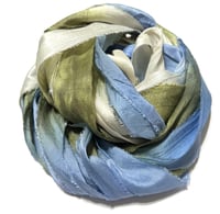 Image 6 of Ready To Ship! 10YD BLUE HERON HAND DYED SARI SILK RIBBON BY COLOR BURST SILK