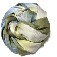 Image 7 of Ready To Ship! 10YD BLUE HERON HAND DYED SARI SILK RIBBON BY COLOR BURST SILK