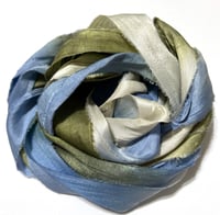 Image 8 of Ready To Ship! 10YD BLUE HERON HAND DYED SARI SILK RIBBON BY COLOR BURST SILK