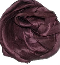 Image 1 of Ready To Ship! 10YD RAVEN  HAND DYED SARI SILK RIBBON BY COLOR BURST SILK