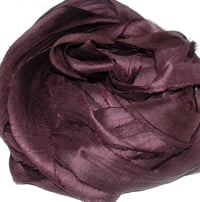 Image 4 of Ready To Ship! 10YD RAVEN  HAND DYED SARI SILK RIBBON BY COLOR BURST SILK