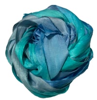 Image 4 of Ready To Ship! 10YD HIGH TIDE  HAND DYED SARI SILK RIBBON BY COLOR BURST SILK
