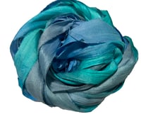 Image 5 of Ready To Ship! 10YD HIGH TIDE  HAND DYED SARI SILK RIBBON BY COLOR BURST SILK