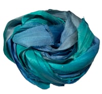 Image 6 of Ready To Ship! 10YD HIGH TIDE  HAND DYED SARI SILK RIBBON BY COLOR BURST SILK