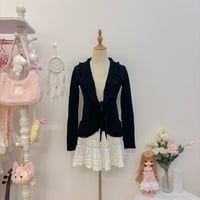 Image 1 of ruffle front tie cardigan