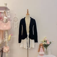 Image 2 of ruffle front tie cardigan