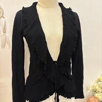 Image 3 of ruffle front tie cardigan