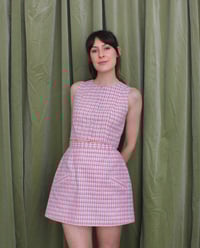 Image 6 of Polly top cropped blouse - Pink embroidered check