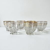 Image 1 of Lot de 6 verres en verre doré à l'or fin - vintage 1940 - verres à liqueur