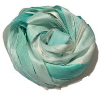 Image 2 of Ready To Ship! 10YD JADE OMBRE HAND DYED SARI SILK RIBBON BY COLOR BURST SILK