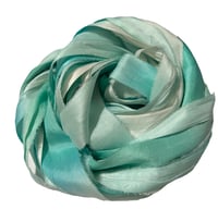 Image 4 of Ready To Ship! 10YD JADE OMBRE HAND DYED SARI SILK RIBBON BY COLOR BURST SILK