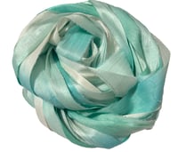 Image 5 of Ready To Ship! 10YD JADE OMBRE HAND DYED SARI SILK RIBBON BY COLOR BURST SILK