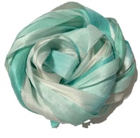 Image 6 of Ready To Ship! 10YD JADE OMBRE HAND DYED SARI SILK RIBBON BY COLOR BURST SILK