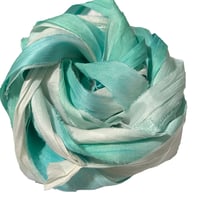 Image 7 of Ready To Ship! 10YD JADE OMBRE HAND DYED SARI SILK RIBBON BY COLOR BURST SILK