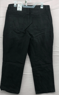 Image 2 of New Time and Tru High Rise Black Denim Straight Crop Jeans Size 16 Women Casual