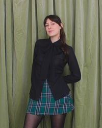 Image 9 of Ready-to-ship liquorice flower button bow blouse