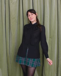 Image 7 of Ready-to-ship liquorice flower button bow blouse