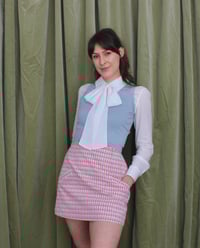 Image 3 of Ready-to-ship Ivory flower button bow blouse