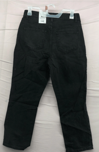 Image 2 of New Time and Tru High Rise Solid Black Denim Straight Crop Jeans Size 8 Women