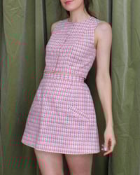 Image 2 of Ready-to-ship Polly top cropped blouse - Pink embroidered check