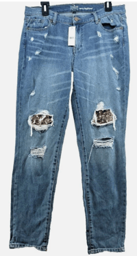 Image 1 of New NY&C SOHO Women Distressed Curvy Boyfriend Stretch Denim Size 10 Jeans 2