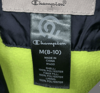 Image 3 of Champion Navy Blue Lime Green Long Sleeve Puffer Hooded Jacket Size M Women