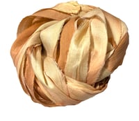 Image 2 of 10YD. PEANUT BRITTLE HAND DYED SARI SILK RIBBON BY COLOR BURST SILK