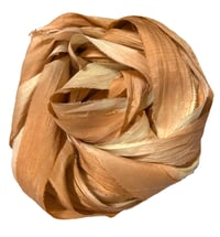 Image 1 of 10YD. PEANUT BRITTLE HAND DYED SARI SILK RIBBON BY COLOR BURST SILK