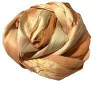 Image 5 of 10YD. PEANUT BRITTLE HAND DYED SARI SILK RIBBON BY COLOR BURST SILK