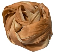 Image 6 of 10YD. PEANUT BRITTLE HAND DYED SARI SILK RIBBON BY COLOR BURST SILK