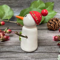 Image 2 of Handmade Ceramic Holly Snowpeep with Red Bobble Hat