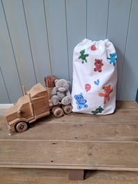 Image 4 of Organic Cotton Drawstring Bag – Teddy Bear with Balloons 