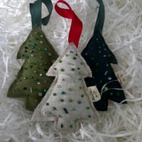 Irish Linen Christmas Trees  - Oat