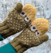 Image 3 of  “Baa-ble” mittens - Golden heather - Ready to ship