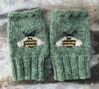 Image 1 of “Honey bee” fingerless mittens - Lemongrass green - Ready to ship