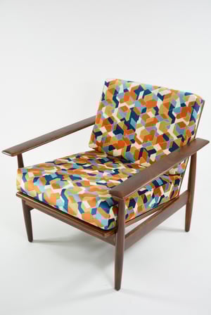 Image of Fauteuil scandinave tissu géométrique