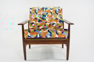 Image of Fauteuil scandinave tissu géométrique