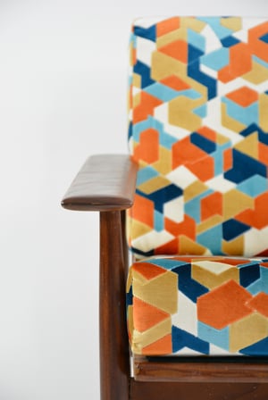 Image of Fauteuil scandinave tissu géométrique