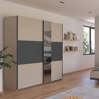 Image 1 of Bedroom Bundle (Gliderobe, Chest of Drawers, 2 x Bedsides) - Champagne / Dark Grey