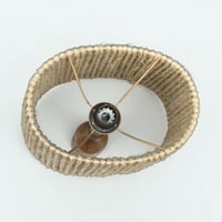 Image 8 of Lampe de Philippe Capelle vintage 1970 en bois tourné ciré et abat-jour en corde