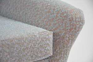 Image of Fauteuils coquilles pivotantes chiné bleu