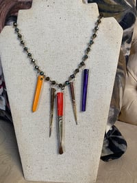 Image 1 of B- Arteest Paintbrush necklace with crystals