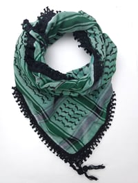 Image 2 of Green with Black Tassel Keffiyeh