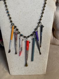 Image 1 of E- Arteest Paintbrush necklace with crystals