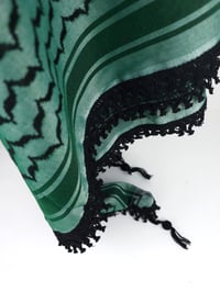 Image 1 of Green with Black Tassel Keffiyeh