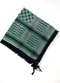 Image 4 of Green with Black Tassel Keffiyeh