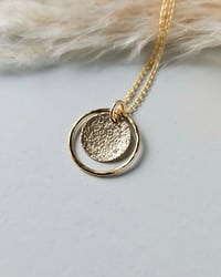 Image 1 of Gold hammered halo disc necklace
