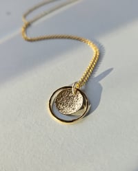 Image 2 of Gold hammered halo disc necklace