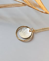 Image 3 of Gold hammered halo disc necklace
